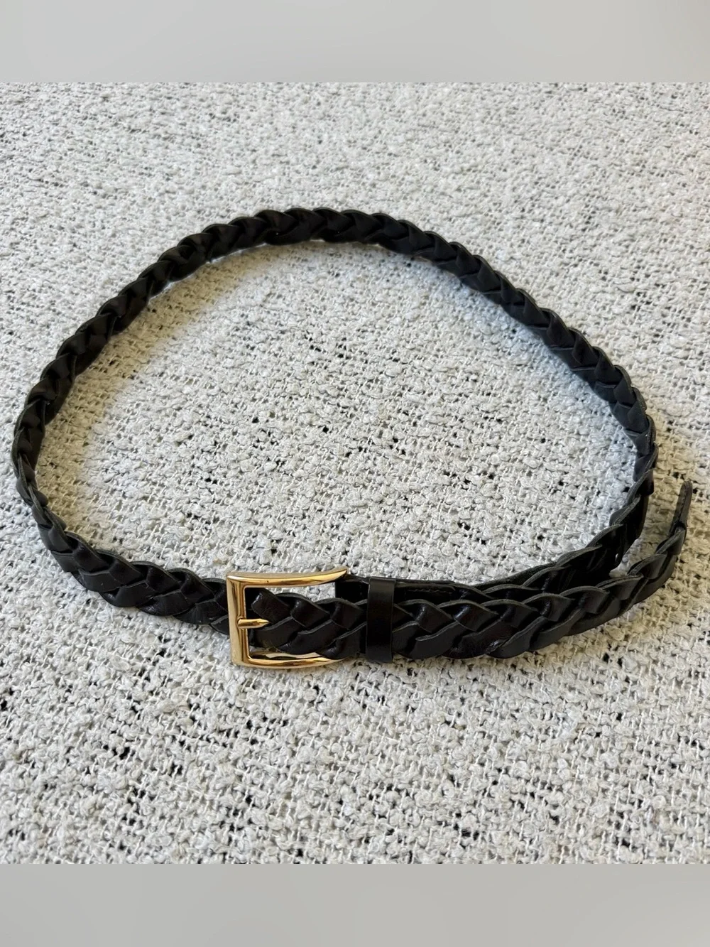 &Other Stories Black Braided Leather Belt Size S